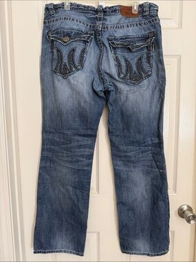 MEK DNM men’s Blue Embroidered Pocket Jeans